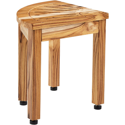 Eckduschbank aus Teakholz, 31,8 cm Höhe, 29,2 cm Radius, Eckduschbank aus 100 % Teakholz, schimmelresistent, 136 kg mit Ablagefläche, Duschhocker für Innen- und Außendusche, für Badezimmer