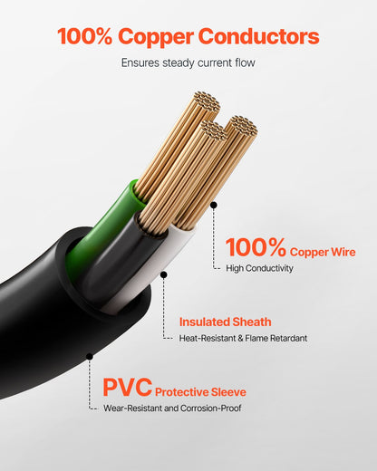10 ft Dryer Power Cord, 3-Prong NEMA 10-30P Appliance Dryer Cord with Eyelet Connectors, 125V/250V, SDRT 10AWG/3C, 30A, Pure Copper Wire Cable with PVC Cable Tie, Ideal for Indoor & Outdoor Use