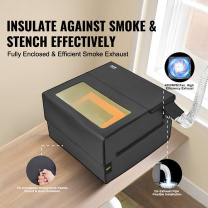 Laser Engraver Enclosure, 31.5 x 31.5 x 19.6", Flame Retardant and Fireproof Protective Cover, with Exhaust Fan and Pipe, Insulates Smoke, Noise and Eye Protection, Fits for Most Laser Engraver