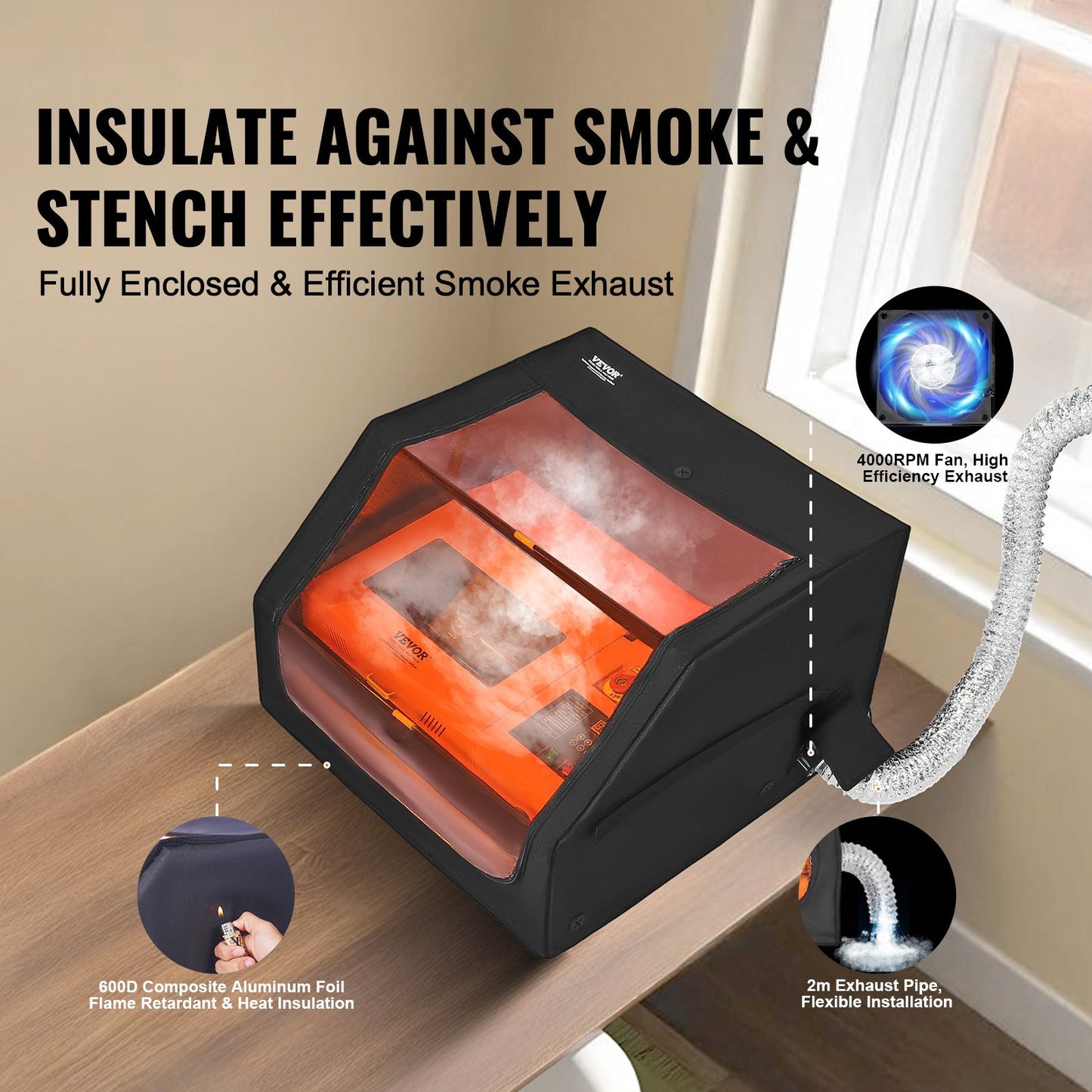 Gehäuse für Lasergravierer, feuerfeste Schutzhülle, 80 x 80 x 49,4 cm