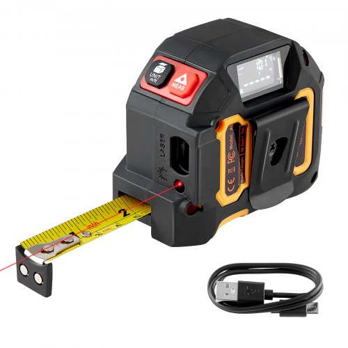 2-in-1 Laser Tape Measure, 135Ft Rechargeable Laser Measurement Tool & 16Ft Measuring Tape with Magnetic, 4 Modes-Length, Area, Volume, Continuous,ft/in/m/ft+in Unit,for Outdoor,Decoration