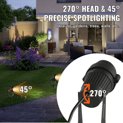 Landscape Lighting, 6W Low Voltage LED Landscape Lights, IP66 Waterproof Landscape Spotlights Yard Lawn Garden Pathway Outdoor Lights 12V 24V 450LM Warm White 3000K (12 Pack with Connectors)