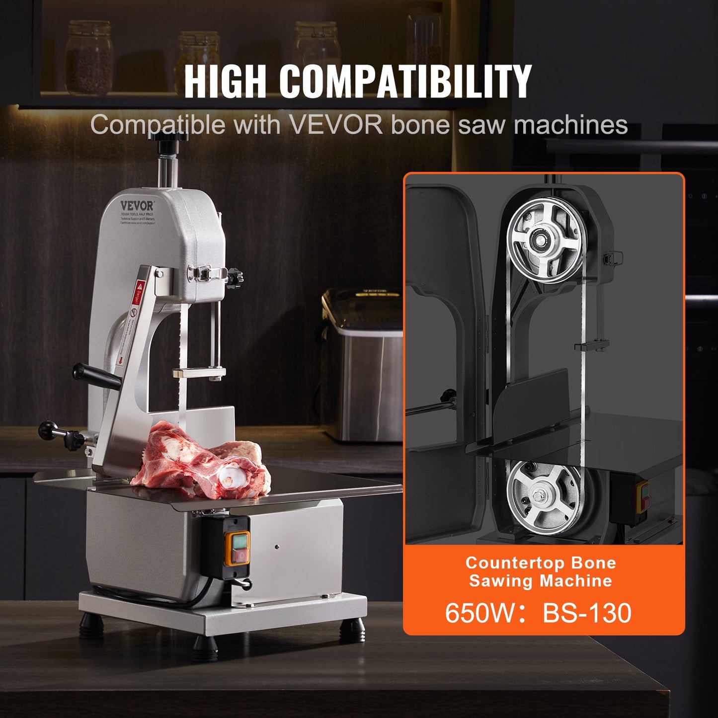 Band Saw Blade for Cutting Meat Bone 51.2"x0.63"x0.02" Carbon Steel 5 PCS