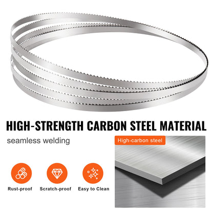 Band Saw Blade for Cutting Meat Bone 51.2"x0.63"x0.02" Carbon Steel 5 PCS