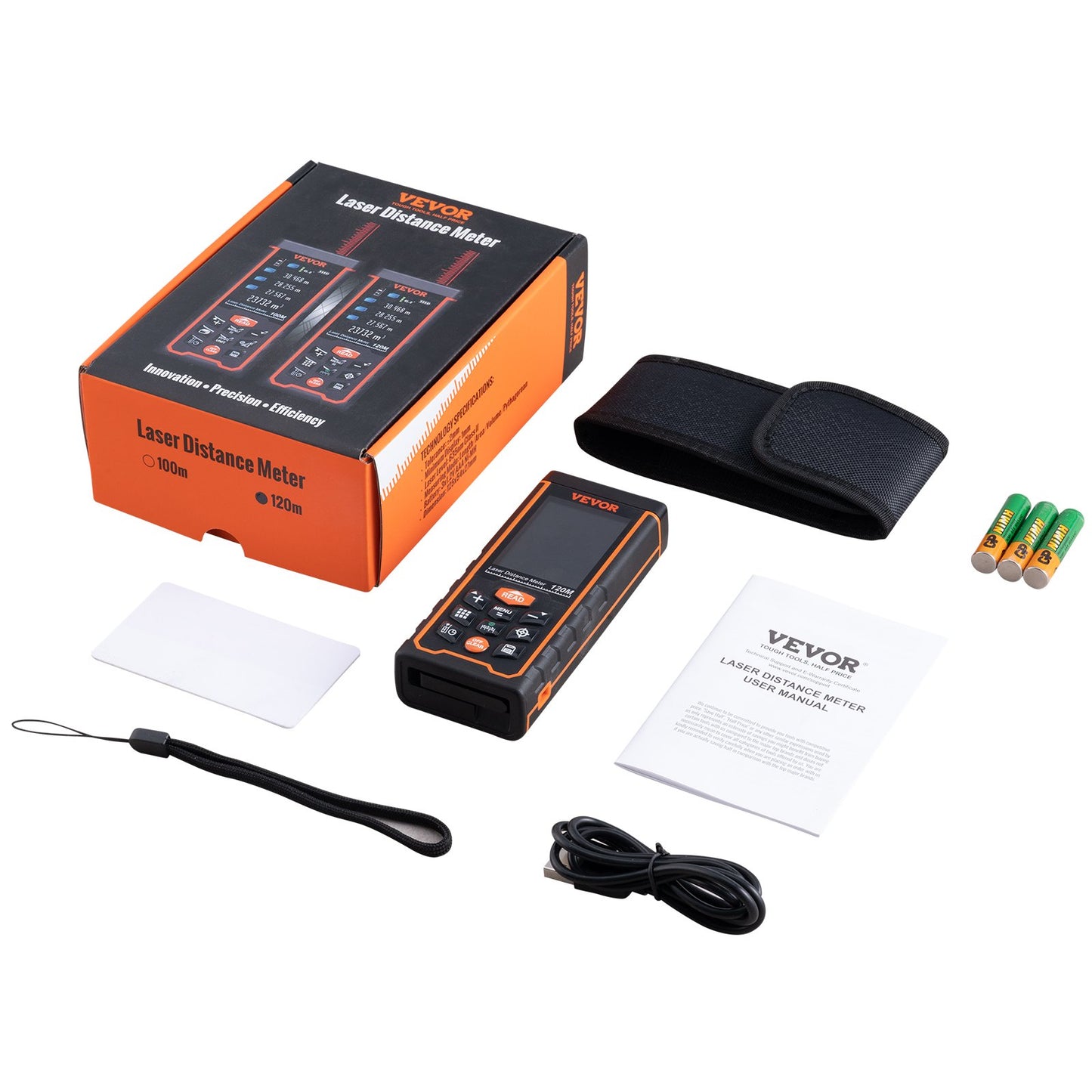 Laser Measure, 400 ft, ±1/16'' Accuracy Laser Distance Measure with 100-Group Storage, ft/m/in/ft+in, 2.4'' Colorlit LCD Screen Laser Meter, Pythagorean Mode, Measure Distance, Area and Volume