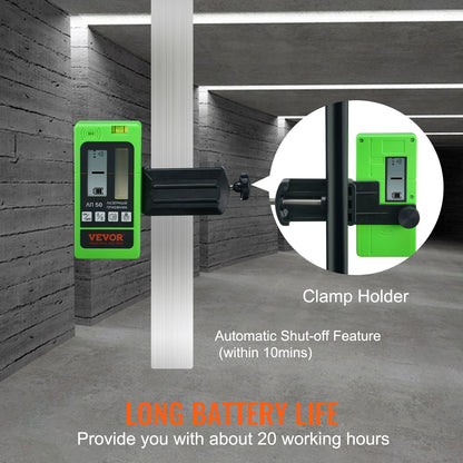 Laserempfänger-Detektor, 60 m Reichweite, grüner Laser und roter Strahl, mit Klemme