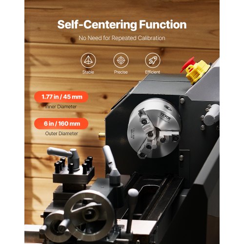 6 in 3-jaw self-centering lathe chuck 1 1/2 in-8 threaded support plate | EU