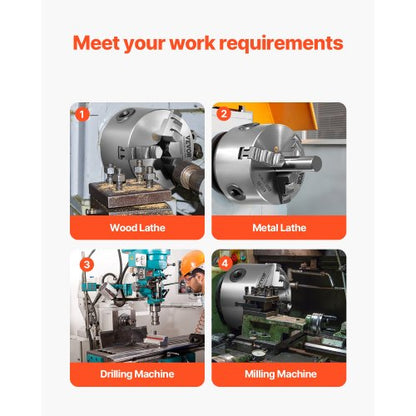 6 in 3-jaw self-centering lathe chuck 1 1/2 in-8 threaded support plate | EU