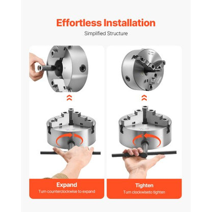 8 in 3-jaw self-centering lathe chuck 2 1/4 in-8 threaded support plate | EU