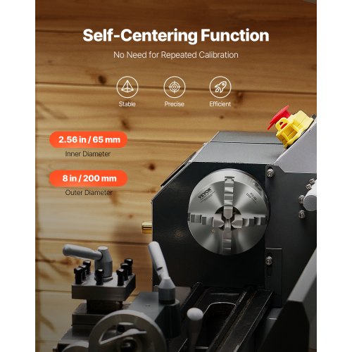 8 in 4-jaw self-centering lathe chuck 1 1/2 in-8 threaded support plate | EU