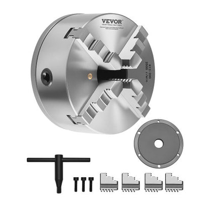 8 in 4-jaw self-centering lathe chuck 1 1/2 in-8 threaded support plate | EU