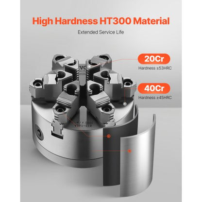 6-inch 6-jaw self-centering lathe chuck with D1-4 cam lock backing plate | EU