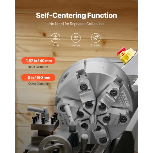 6-inch 6-jaw self-centering lathe chuck with D1-4 cam lock backing plate | EU