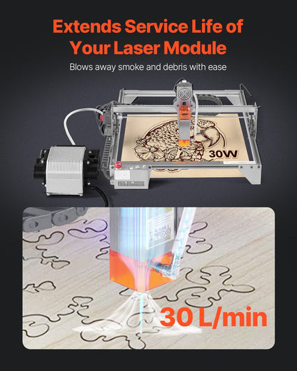 Air Assist justerbar 30 l/min luftpumpsats för lasergravör och skärare