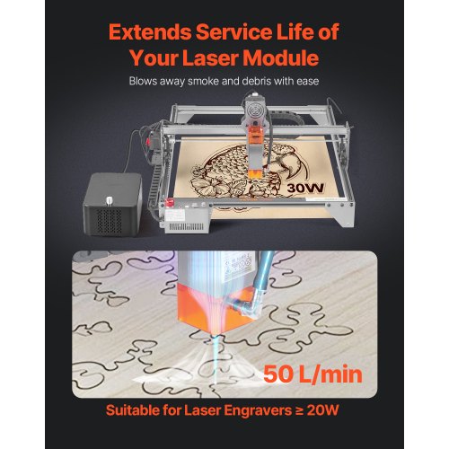 Air Assist Einstellbare 50 L/min Luftpumpe für Lasergravierer-Schneidegeräte ≥ 20 W | EU