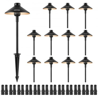 12 Pack Low Voltage Landscape Path Lights, 3W 210LM 12V-24VAC/DC Outdoor LED Pathway Lighting, 3000K Warm White Walkway Lights with Quick Connectors, IP66 Waterproof for Yard Garden Sidewalk