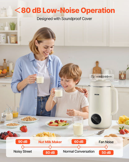 8-in-1 Nut Milk Maker, 41 oz Soy Milk Maker Machine with 10 Blades, for Homemade Oat, Nut, Soy, Juice, Milkshake, Rice Cereal, Plant-Based Beverages with Self-Cleaning, Boil Water, 12-Hour Delay