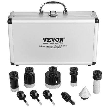 Diamantkernbohrer-Set, 7-tlg. 6/6/6/20/25/35/50 mm Diamant-Lochsägen-Set, mit Fingerfräser, Kegelbohrer, Sägeblatt und Aufbewahrungstasche für Trocken- und Nassarbeiten, Diamantbohrkrone für Keramikfliesen