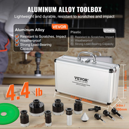Diamond Core Drill Bit Set, 8 PCS 6/8/10/25/35/38/50/65mm Diamond Hole Saw Kit, with Finger Milling Bit Cone Bit Saw Blade and Storage Case, for Dry and Wet, Diamond Drill Bits for Ceramic Tile