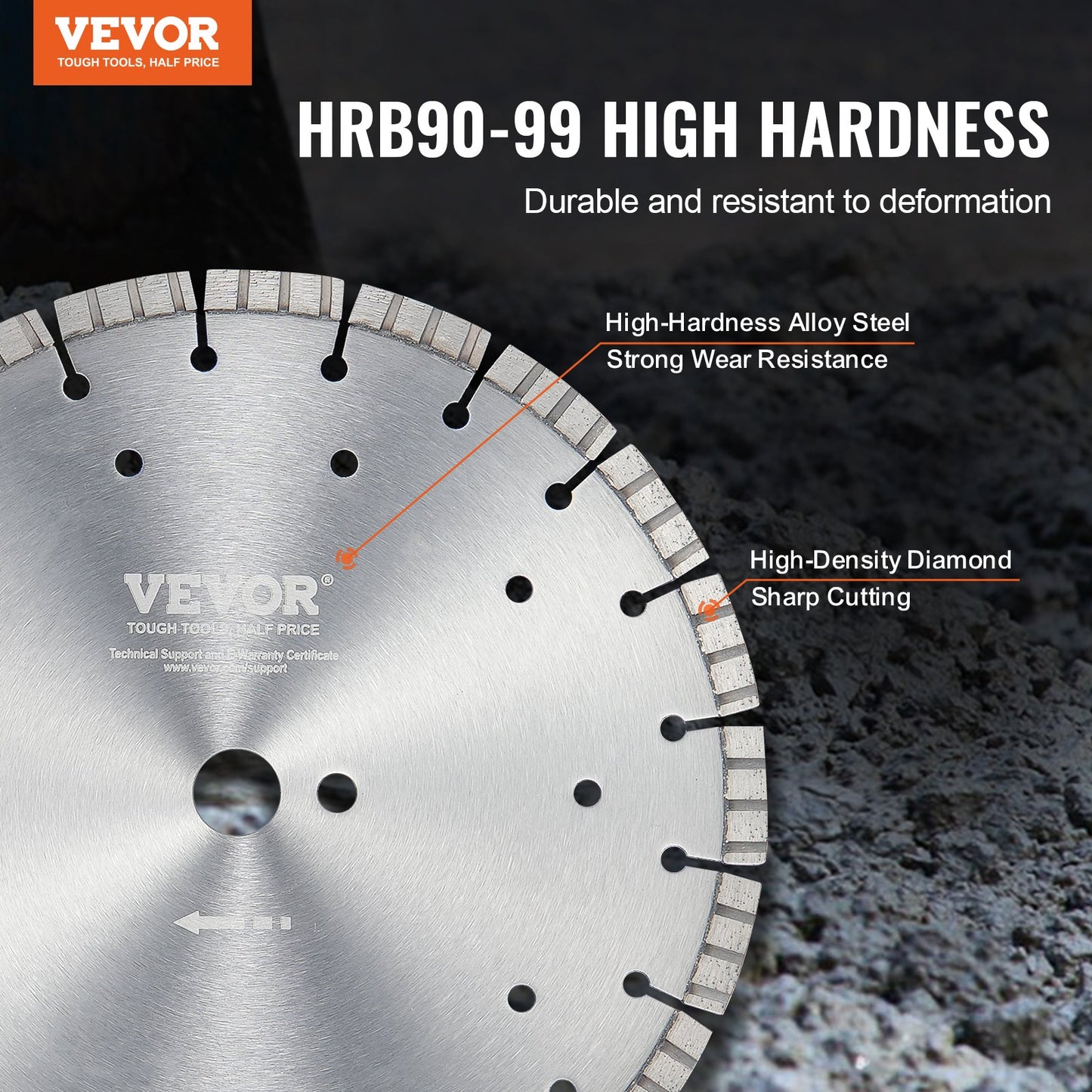 Diamond Blade 12 Inch Concrete Saw Blade Wet or Dry 0.47 Inch Wavy Teeth