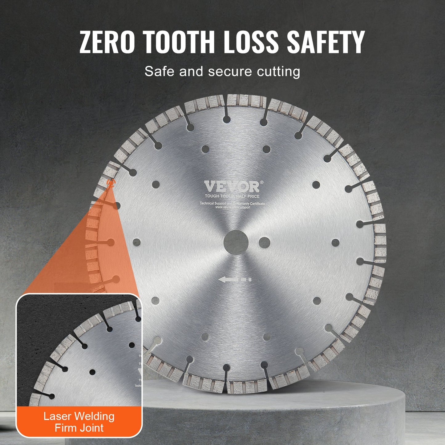 Diamond Blade 12 Inch Concrete Saw Blade Wet or Dry 0.47 Inch Wavy Teeth