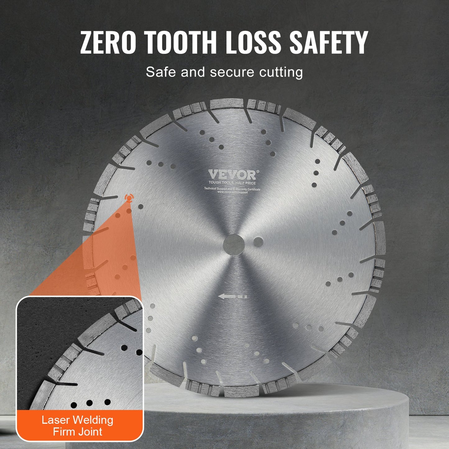 Diamantblad 14 tums betongsågblad våta eller torra 0,39 tum lutande tänder