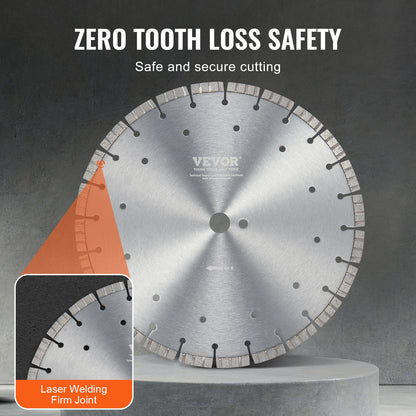 Diamantklinge 14 Zoll Betonsägeblatt Nass oder Trocken 0,47 Zoll gewellte Zähne