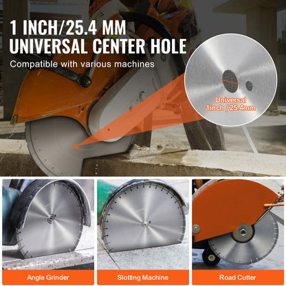 Diamantblad 16 tums betongsågblad våta eller torra 0,47 tum platta tänder