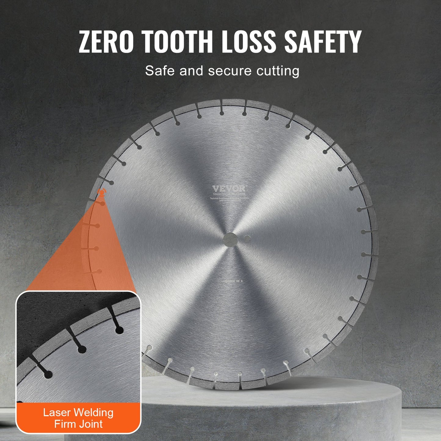 Diamantklinge, 18 Zoll, Betonsägeblatt, nass oder trocken, 0,47 Zoll, flache Zähne