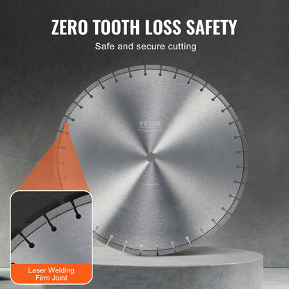 Diamantklinge, 18 Zoll, Betonsägeblatt, nass oder trocken, 0,47 Zoll, flache Zähne