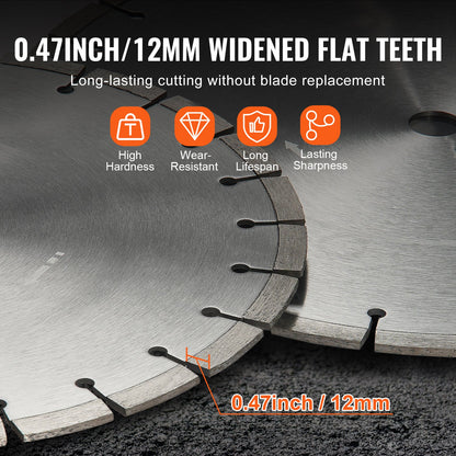 Diamond Blade 20 Inch Concrete Saw Blade Wet or Dry 0.47 Inch Flat Teeth