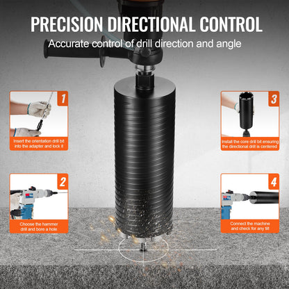 Core Drill Bit, 4" Wet/Dry Diamond Core Drill Bits for Brick and Block, Concrete Core Drill Bit with Pilot Bit Adapter and Saw Blade, 9.5" Drilling Depth, 5/8"-11 Inner Thread, Laser Welding