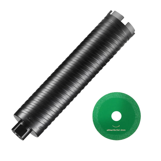 Core drill, 2.5" wet/dry diamond core drill for brick and block, concrete core drill with pilot bit adapter and saw blade, 9.5" drilling depth, 5/8"-11 internal thread, laser welding