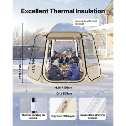 Pop-up bubbeltält, 3,05 x 2,75 m vattentätt och UV-resistent, genomskinligt campingtältskydd, utomhusträdgårdskupoltält med fönster, 540° panoramautsikt, för 4-8 personer uteplats bakgård |  EU