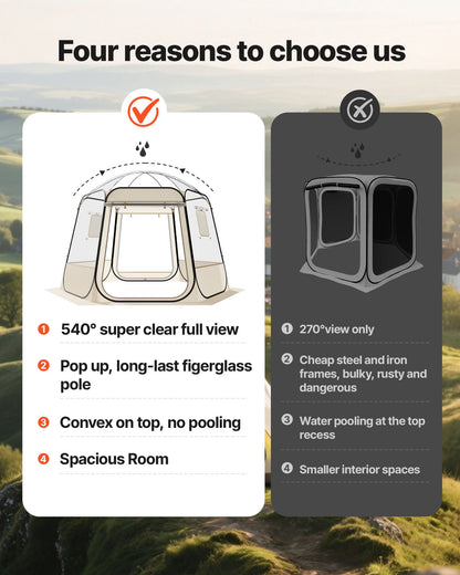 Pop up Bubble Tent, 10 x 9.2 ft Waterproof & UV-Resistant, Clear Camping Tent Shelter, Outdoor Garden Dome Igloo Tents with Windows, 540° Panoramic View, for 4-8 Persons Patio Backyard