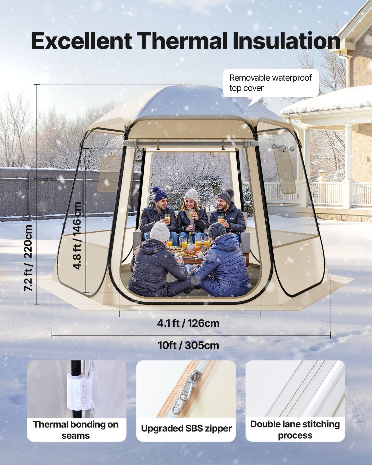 Pop up Bubble Tent, 10 x 9.2 ft Waterproof & UV-Resistant, Clear Camping Tent Shelter, Outdoor Garden Dome Igloo Tents with Windows, 540° Panoramic View, for 4-8 Persons Patio Backyard