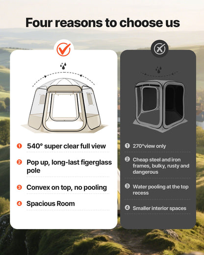 Pop up Bubble Tent, 11 x 10.2 ft Waterproof & UV-Resistant, Clear Camping Tent Shelter, Outdoor Garden Dome Igloo Tents with Windows, 540° Panoramic View, for 8-10 Persons Patio Backyard