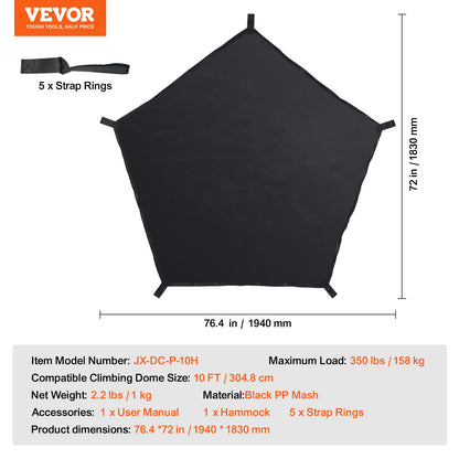 Dome Climber Hammock,Climbing Dome Hammock Suitable for 10ft Dome Climbing, Load-Bearing 350 Pounds, Pentagon Jungle Gym Hammock for Outdoor,Accessory for Climbing Dome, (Hammock Only)