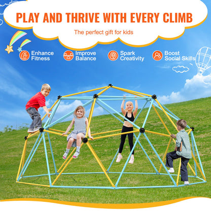 Kletterkuppel, 12 Fuß großes geometrisches Kuppel-Kletterspielzentrum für Kinder von 3 bis 10 Jahren, Klettergerüst trägt 750 Pfund und ist einfach zu montieren, mit Klettergriffen, Outdoor-Spielgerät für Kinder