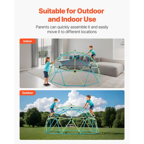 Kletterkuppel 10FT Geometrische Kuppel Klettergerüst Klinggym mit Schaukel und Hängematte | EU