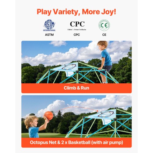 Kletterkuppel 10FT Geometrische Kuppel Klettergerüst Klettergerüst 1000LB Max Belastung | EU