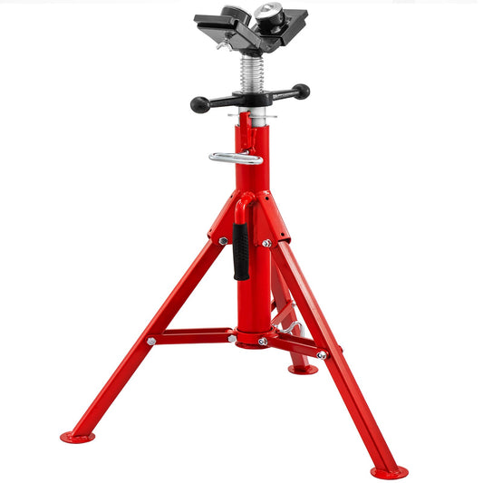 Pipe Jack Stand with 2-Ball Transfer V-Head and Folding Legs 2500LB Adjustable Height 28IN to 51.5IN 1107A Type