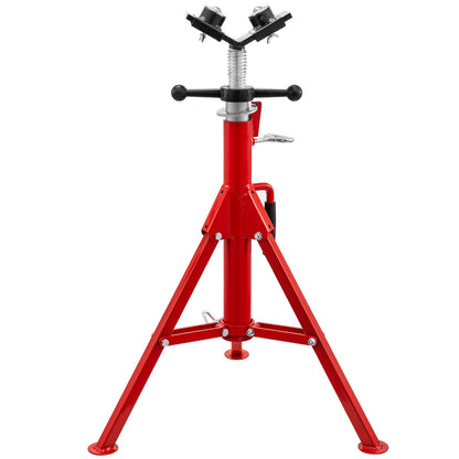 Pipe Jack Stand with 2-Ball Transfer V-Head and Folding Legs 2500LB Adjustable Height 28IN to 51.5IN 1107A Type