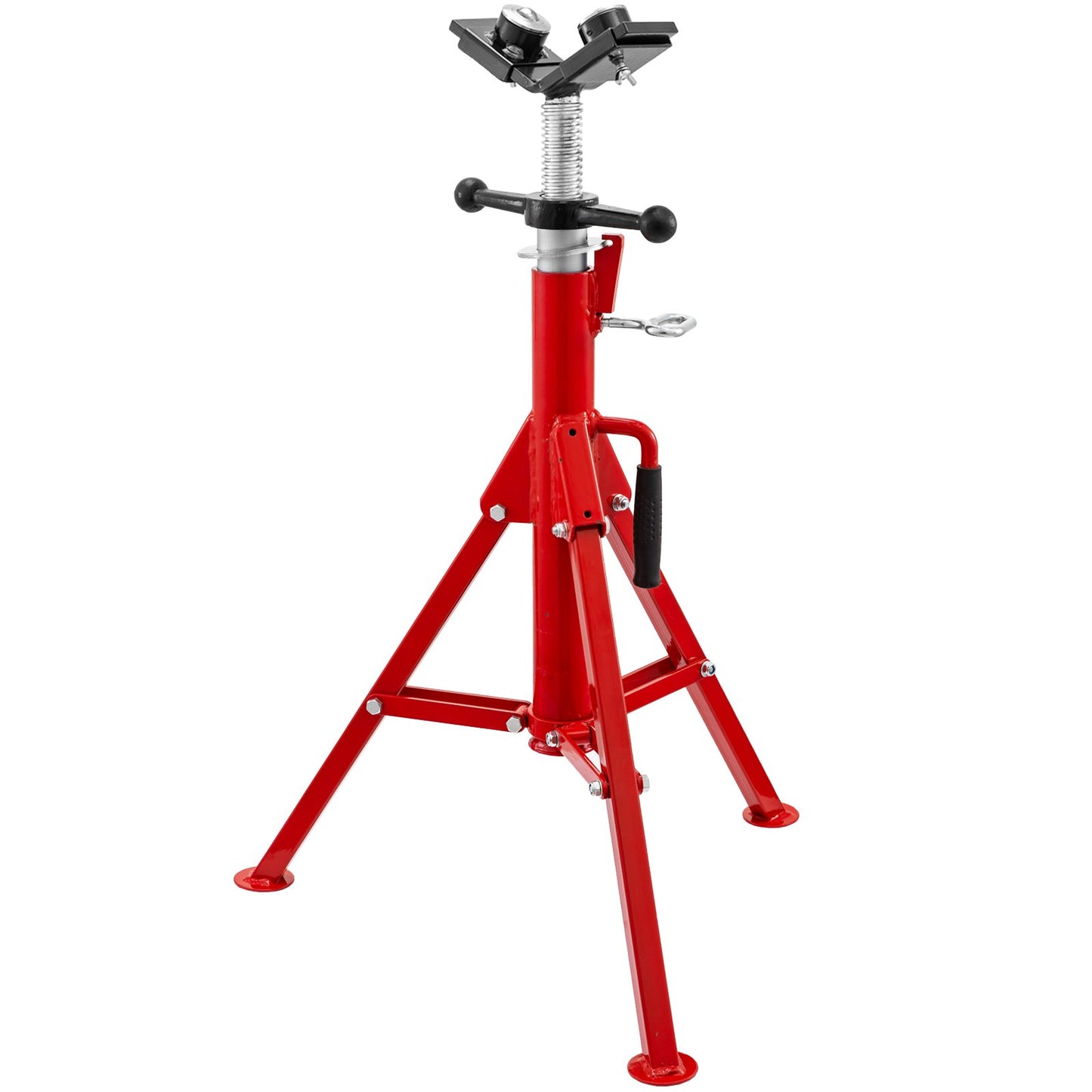 Pipe Jack Stand with 2-Ball Transfer V-Head and Folding Legs 2500LB Adjustable Height 28IN to 51.5IN 1107A Type