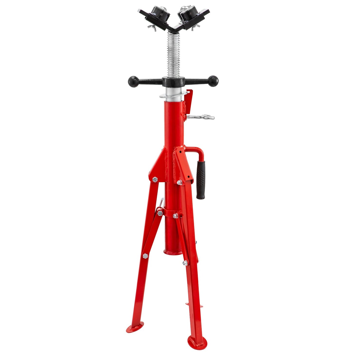 Pipe Jack Stand with 4-Ball Transfer V-Head and Folding Legs 1500LB Welding Pipe Stand Adjustable Height 28-52IN 1107A-type Pipe Jacks for Welding
