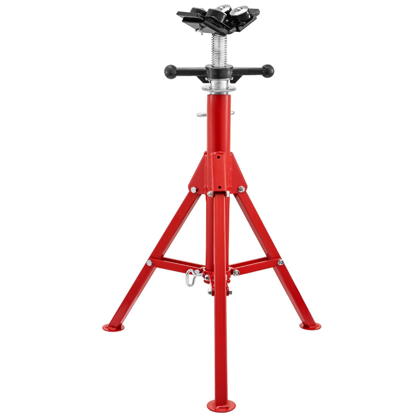 Pipe Jack Stand with 4-Ball Transfer V-Head and Folding Legs 1500LB Welding Pipe Stand Adjustable Height 28-52IN 1107A-type Pipe Jacks for Welding