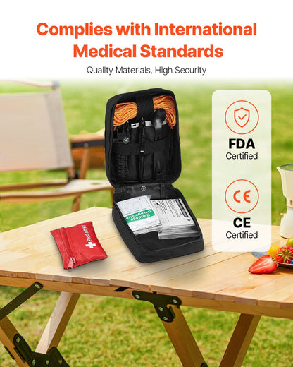 Survival First Aid Kit, 250 Pieces, 600D Nylon Trauma First Aid Bag, Survival Gear and Equipment, Emergency Kits, for Men Women Camping, Boat, Earthquake, Hiking, Hunting, and Outdoor Adventure