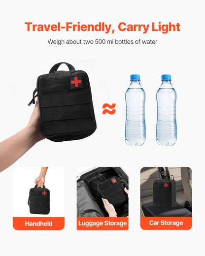 Survival First Aid Kit, 250 Pieces, 600D Nylon Trauma First Aid Bag, Survival Gear and Equipment, Emergency Kits, for Men Women Camping, Boat, Earthquake, Hiking, Hunting, and Outdoor Adventure