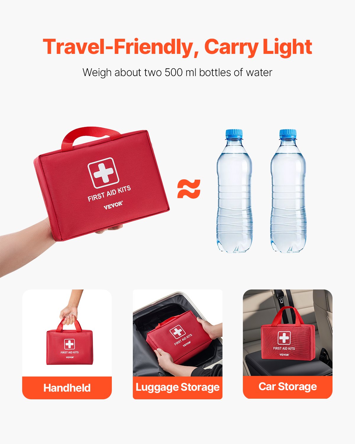 First Aid Kit, 420 Pieces, 600D Nylon Large Survival First Aid Bag, Emergency Medical Supplies, for Home, Car, Office, Travel, Camping, Truck, Hiking, Sports, Vehicle and Outdoor Emergencies