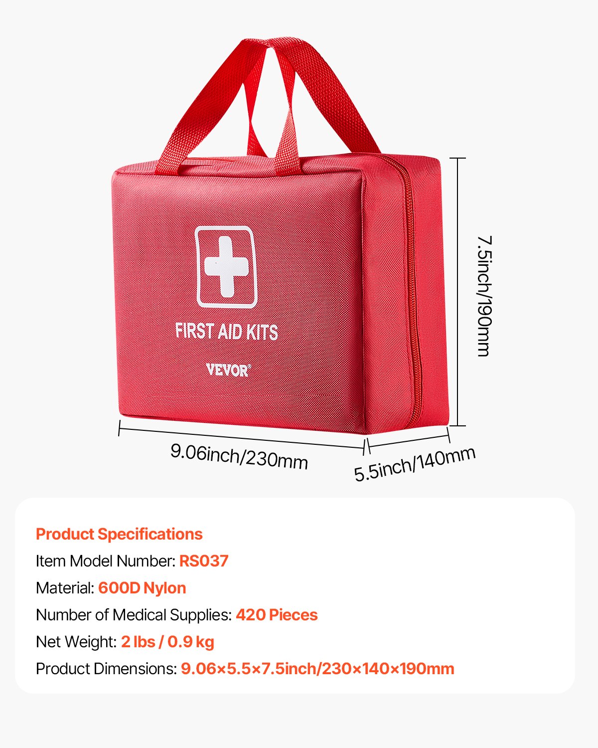 First Aid Kit, 420 Pieces, 600D Nylon Large Survival First Aid Bag, Emergency Medical Supplies, for Home, Car, Office, Travel, Camping, Truck, Hiking, Sports, Vehicle and Outdoor Emergencies